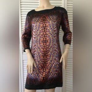 Love Moschino Multicolor Abstract Animal-Print Long Sleeve Dress Size 44 ITALIAN